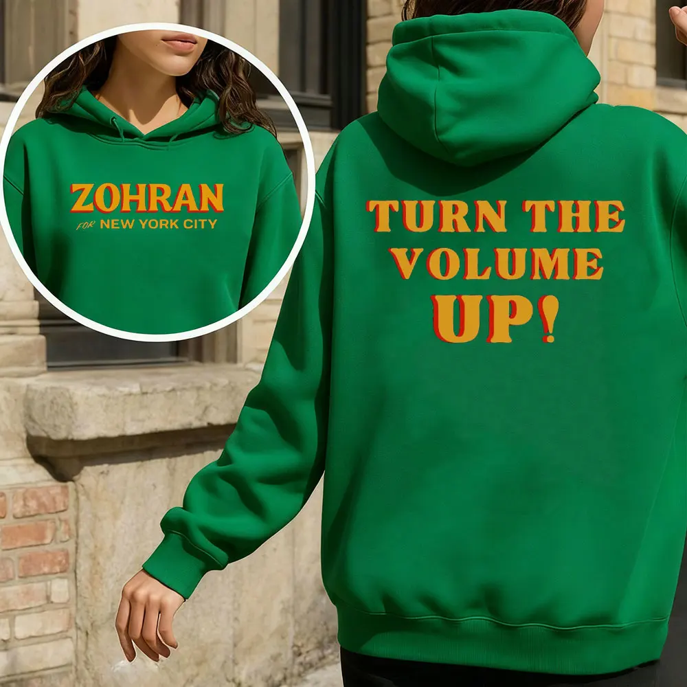 Фото Толстовка Zohran Mamdani: Turn The Volume Up Hoodie Первые мусульманские толстовки NYC's Mayor Mamdani Progressive Democrats Zohran для женщин №5