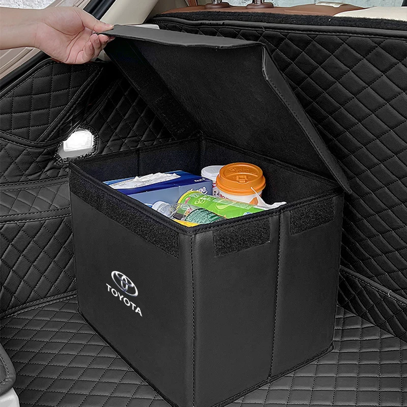 

1pcs Car Leather Trunk Organizer Bag Foldable Storage Box For Toyota Corolla Chr Yaris Hilux Auris Camry Prius Avensis RAV4 2022