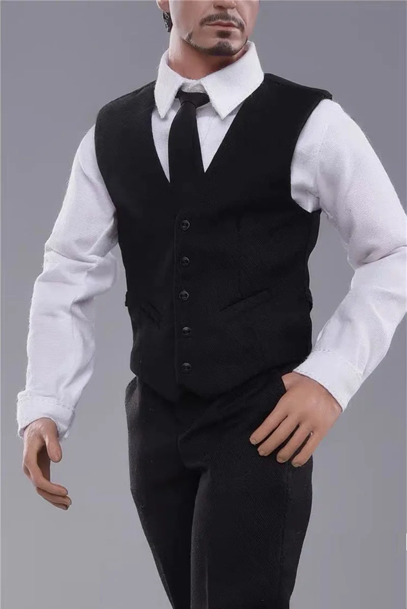 

1/6 Toy center Male Business Formal Suit Vest Shirt Pants Leather Shoes for 12" Figure Narrow Shoulder Strong Body M34 M35