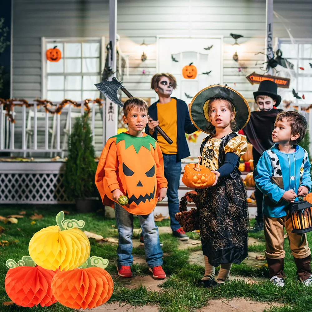 Тыква сотовый шар бумажный подвесной декор Хэллоуин День благодарения осень