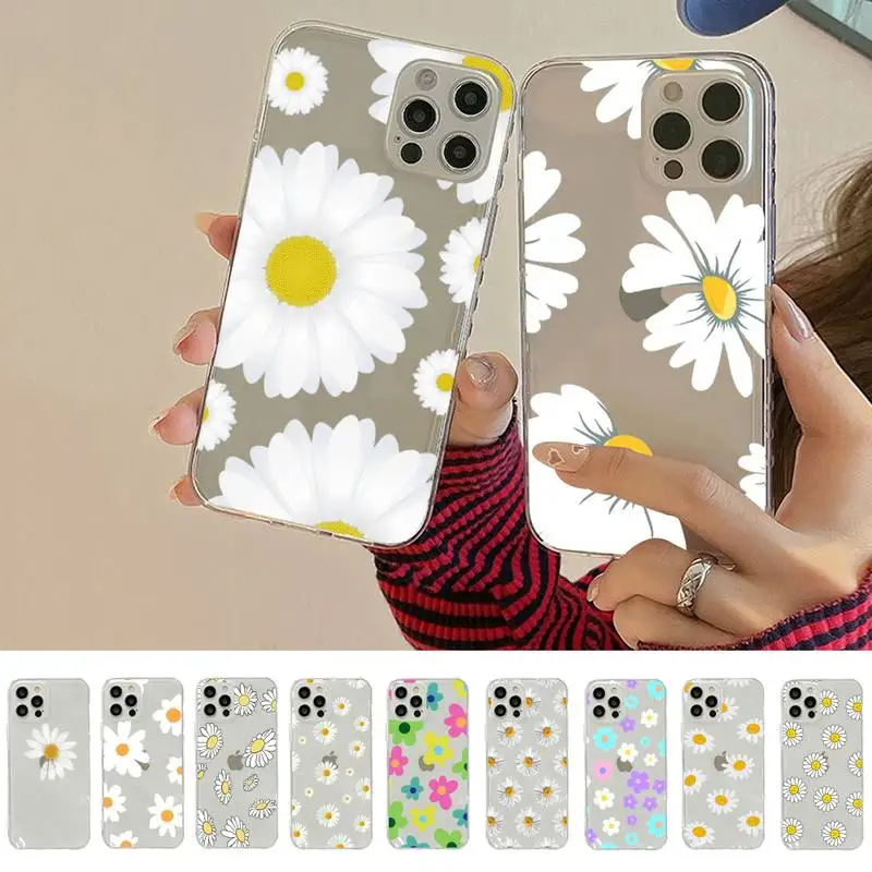 

Flowers Daisy Phone Case for iPhone 11 12 13 14 mini pro XS MAX 8 7 6 6S Plus X 5S SE 2020 XR clear case