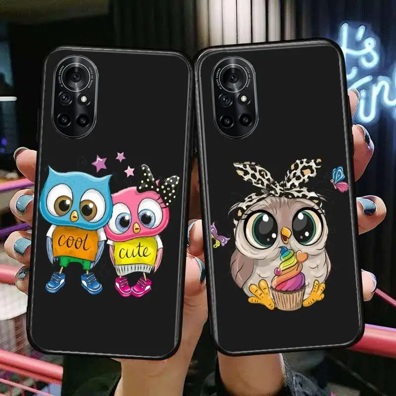 

Cartoon Animal Cute Owl Clear Phone Case For Huawei Honor 20 10 9 8A 7 5T X Pro Lite 5G Black Etui Coque Hoesjes Comic Fash de