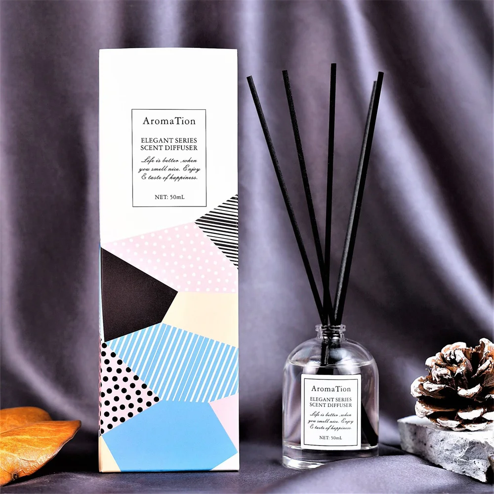 

50ml Mini Reed Diffusers, Aromatherapy Fragrance Oil Diffuser Set with Sticks for Bedroom, Bathroom Glass Scented Diffuser Gift