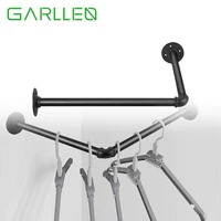 GARLLEN Right-Angle 46cm Wall-Mounted Tube Hanger Detachable Retro Cylindrical Clothes Rail For Kitchen Bedroom Function Rail