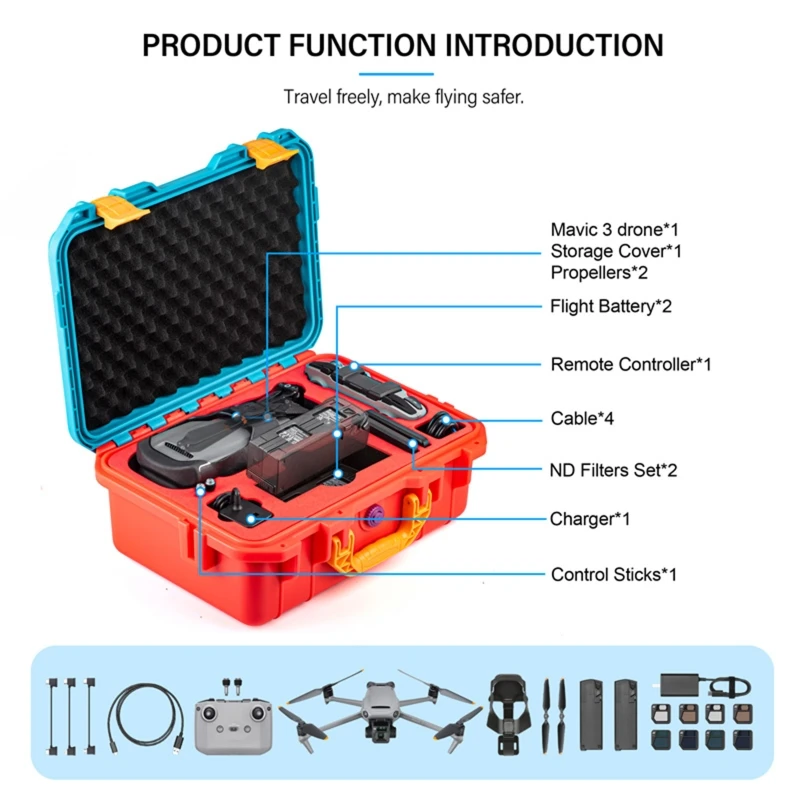 

Waterproof Hard Carrying Case Compatible with Mavic 3 Drone Remote Controller Accessories Storage Handbag Case