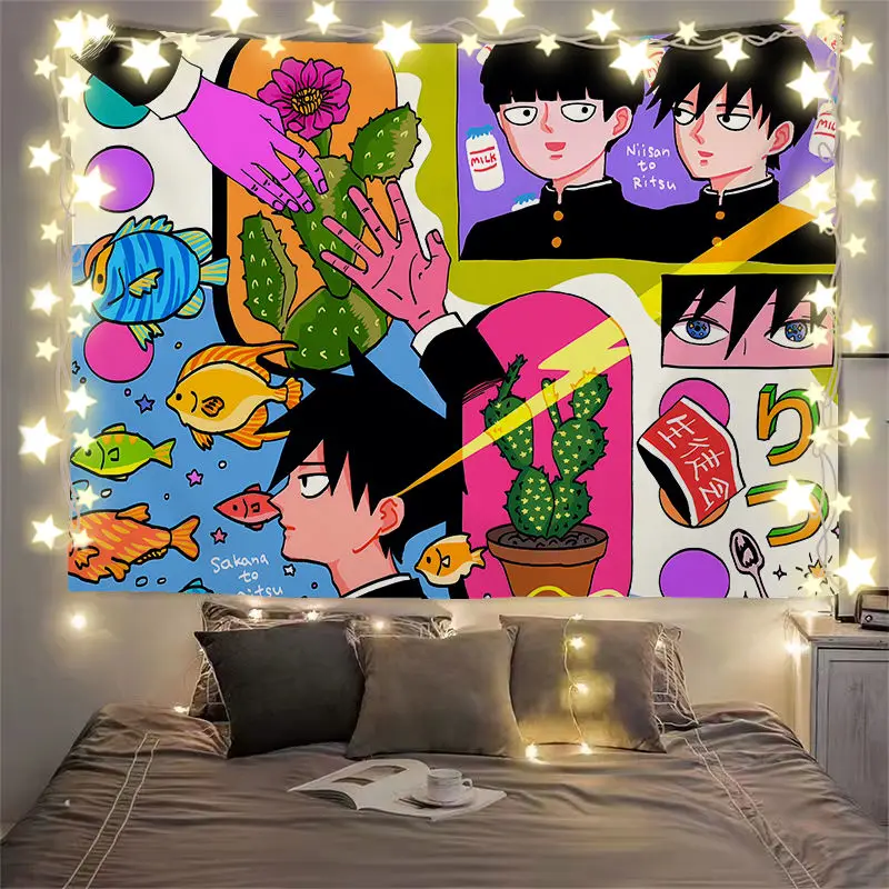 Аниме Mob Psycho 100 Mobu Saiko Hyaku Косплей Valance мультфильм Inbetweening Dossal гобелен прикроватный