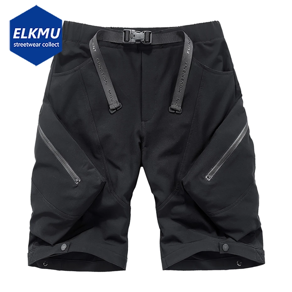 

Tactical Cargo Shorts with Waist Bags Techwear Hip Hop Function Short Trousers for Men Streetwear Harajuku Black Short Pants
