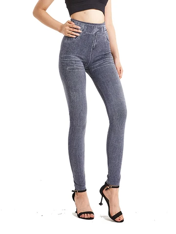 Женские эластичные джинсы-карандаш NDUCJSI с имитацией под джинсы серого цвета, бесшовные мягкие джеггинсы