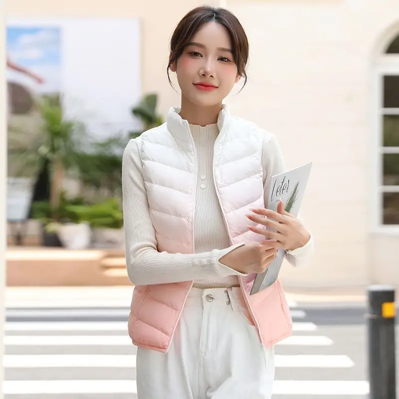 

Women Vests 2023 New Autumn Winter Ultra Light Duck Down Vest Female Slim Sleeveless Jacket Windproof Warm Puffer Waistcoat V11