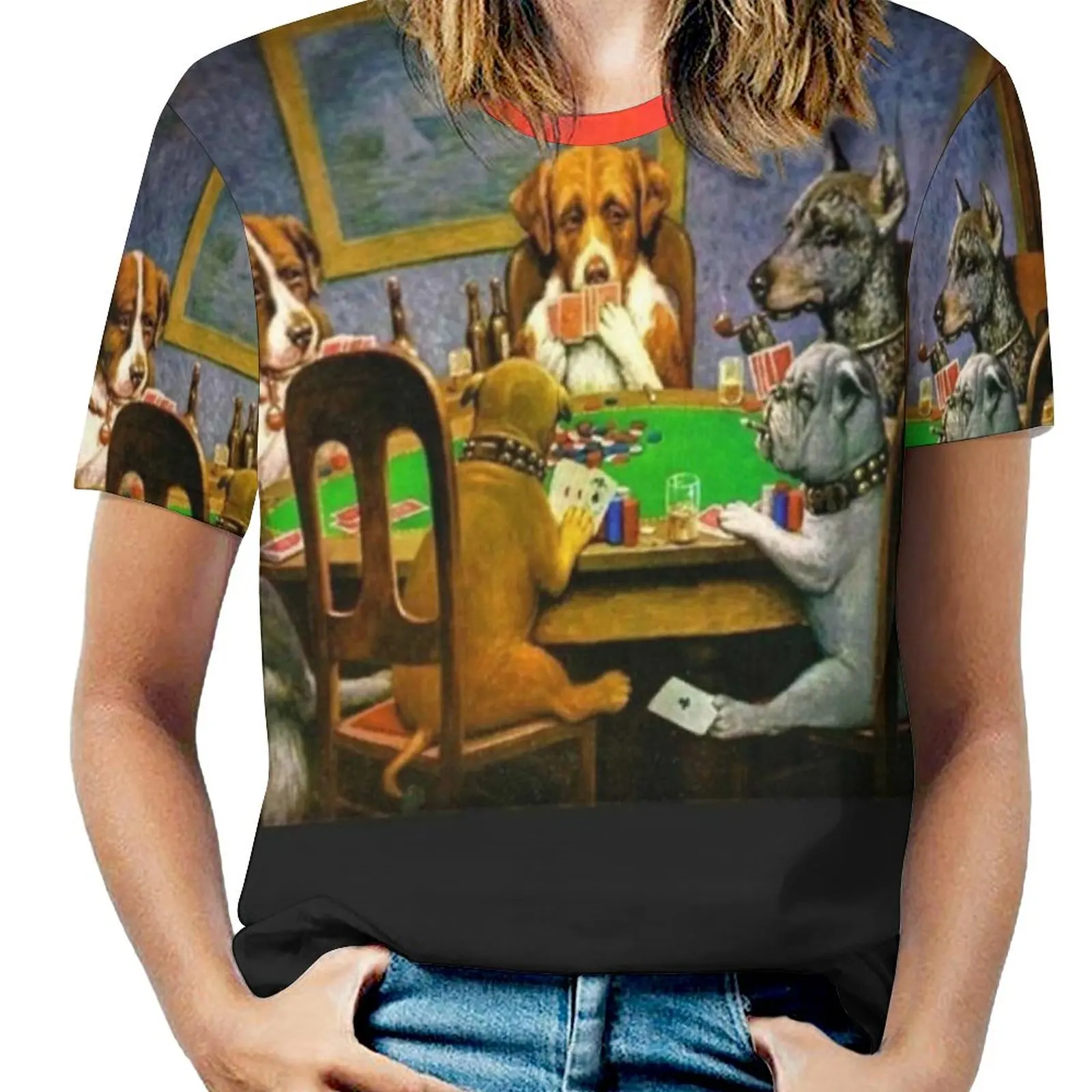 Собаки играют в покер. Другу необходимости. Женская Винтажная футболка на молнии