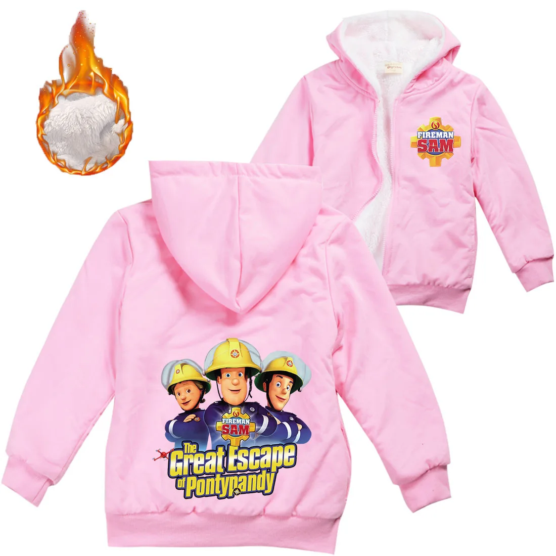 

Осенне-зимняя одежда Аниме Fireman Sam, детская куртка на молнии с 3D капюшоном, топ, свитшот для мальчиков и девочек, повседневные пальто