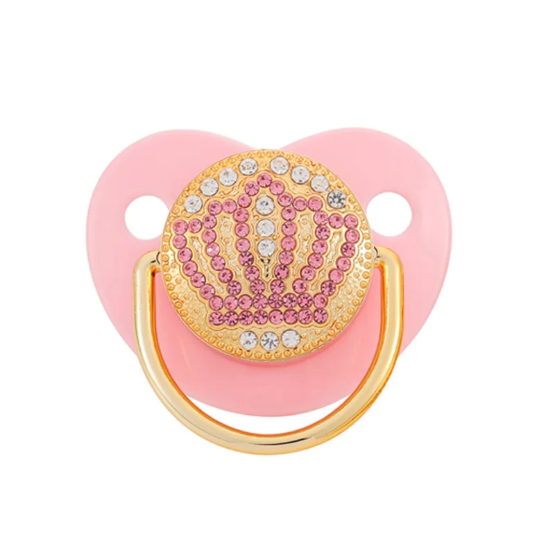 

2023 Luxury Crown Bling Baby Pacifier with Chain Clip Newborn BPA Free Bling Dummy Soother Chupeta 0-12 Months