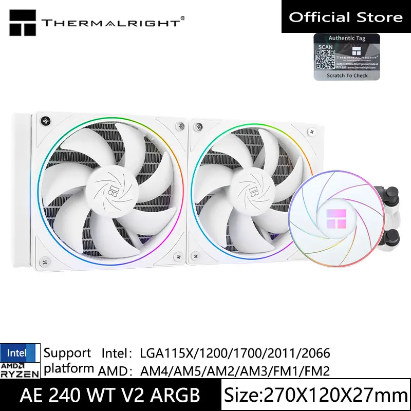 

Thermalright AE240 V2 УНИВЕРСАЛЬНЫЙ радиатор с водяным охлаждением 240 диафрагма процессор ARGB радиатор с водяным охлаждением поддерживает LGA1700/AM5