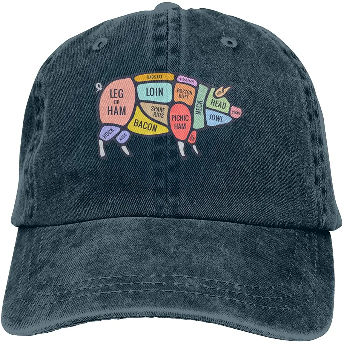 

Pig Baseball Cap for Men Women Adjustable Classic Vintage Washed Cotton Denim Trucker Hat for Running Workouts Outdoor Activity