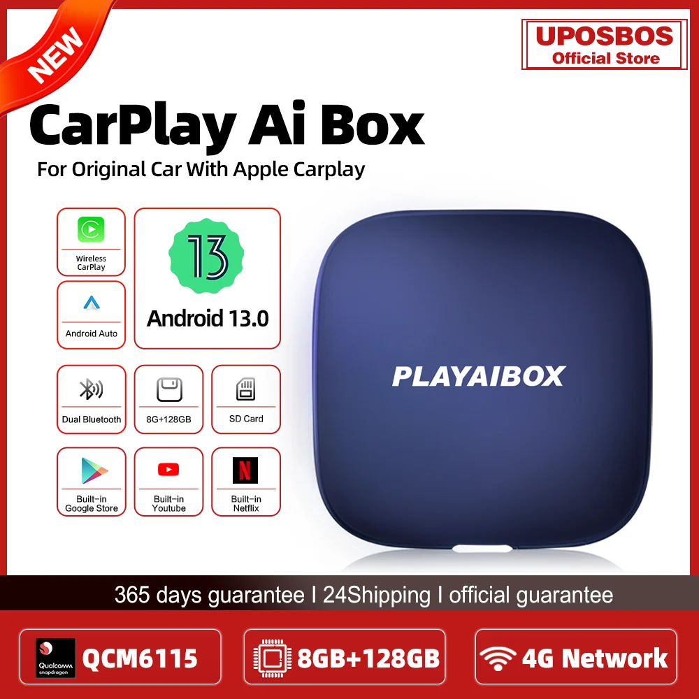 

Carplay Ai Box TV Box Android Auto Android 13 2023 Iptv Netflix UX999Ultra 2.0 QCM662 8G+128GB 4G Lte For Car With Oem Car play