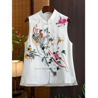 2022 chinese style vintage embroidery women vest coat hanfu clothing traditional harajuku oriental tang suit female short tops