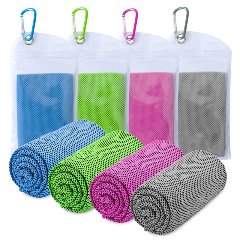 

4Pcs Sports Cooling Towel, Instant Relief Ice Cold Cooling Towel Breathable Sweat Absorbent Cloth Towel for Yoga Fitness