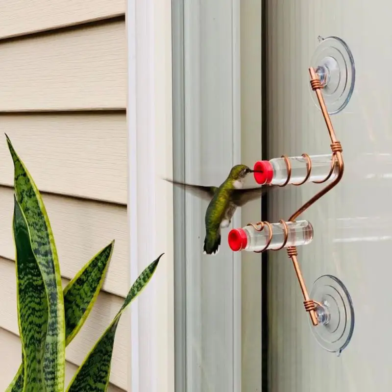 

Suction Cup Glass Wild Bird Drinker Feeder Outdoor Window Garden Copper Hook Hummingbird Feeder Wild Birds Feeding Drinker New