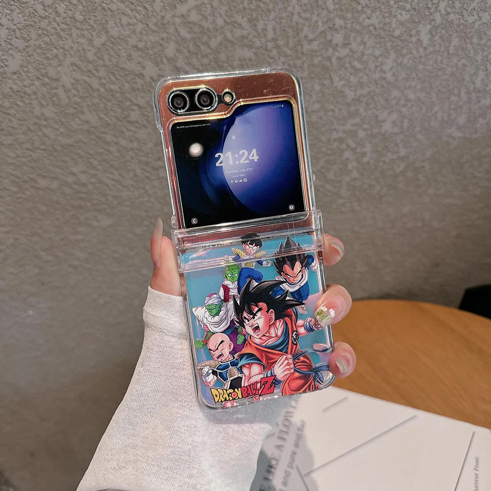Фото Модный японский аниме-чехол Dragon Ball Goku Saiyan, прозрачный чехол для телефона Samsung Galaxy Z Flip 7 6 5 4 3, жесткий чехол из ТПУ №2