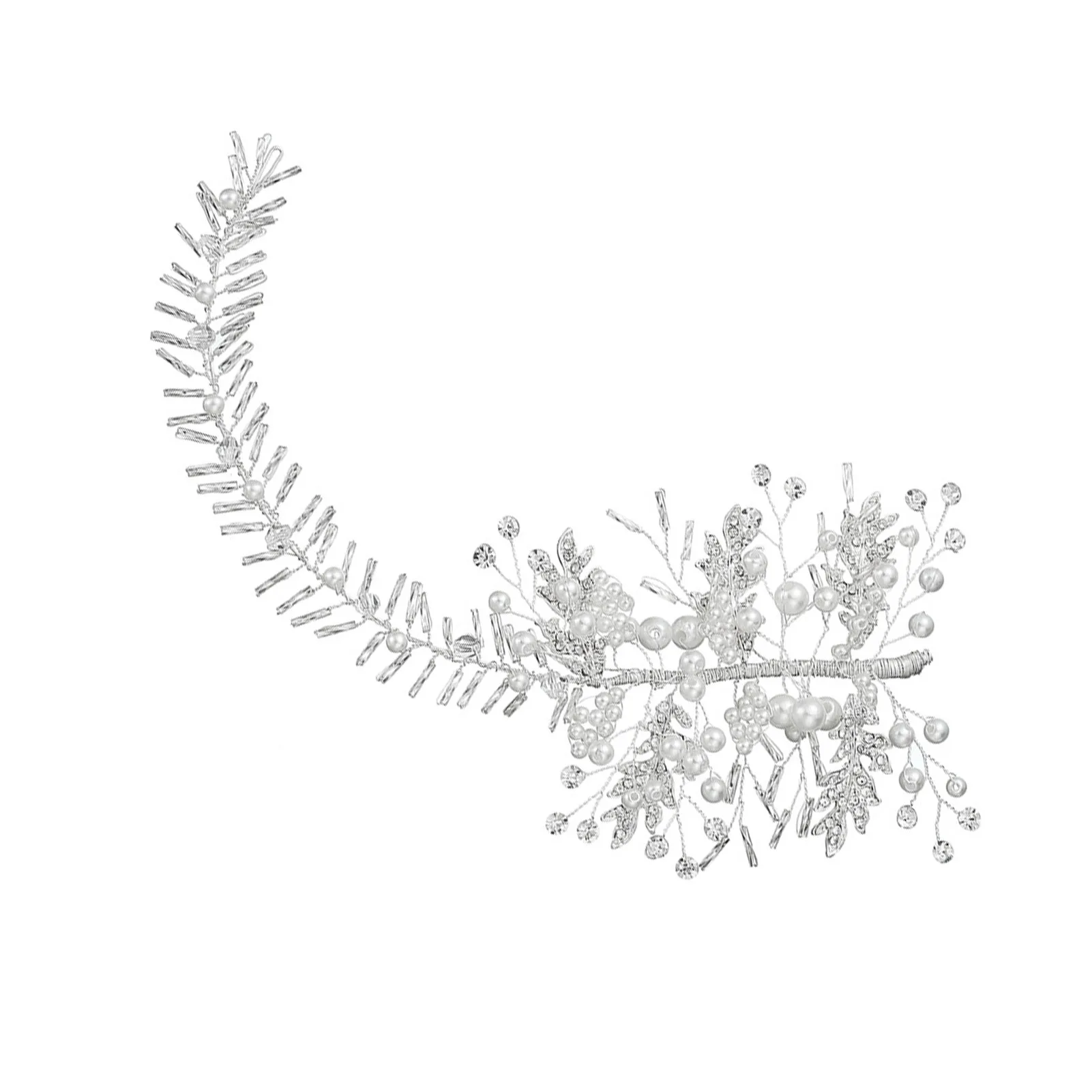 

Handmade Pearl Headband Premium Texture Handmade Silver Headband for Birthday Stage Party Show Dress up