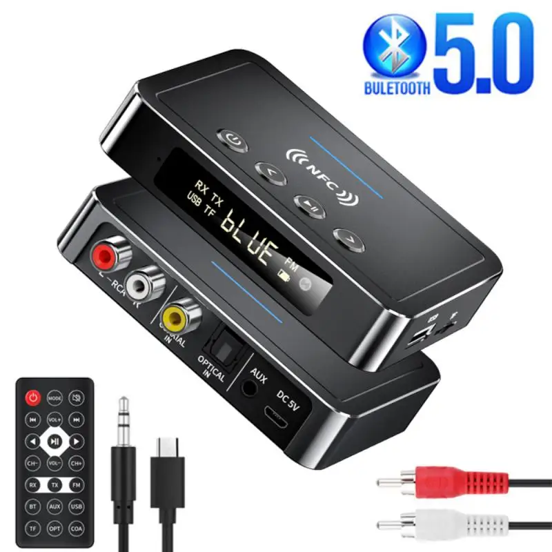 

bluetooth 5.0 Receiver Transmitter FM Stereo AUX 3.5mm Jack RCA Optical Wireless Handsfree Call NFC bluetooth Audio Adapter TV
