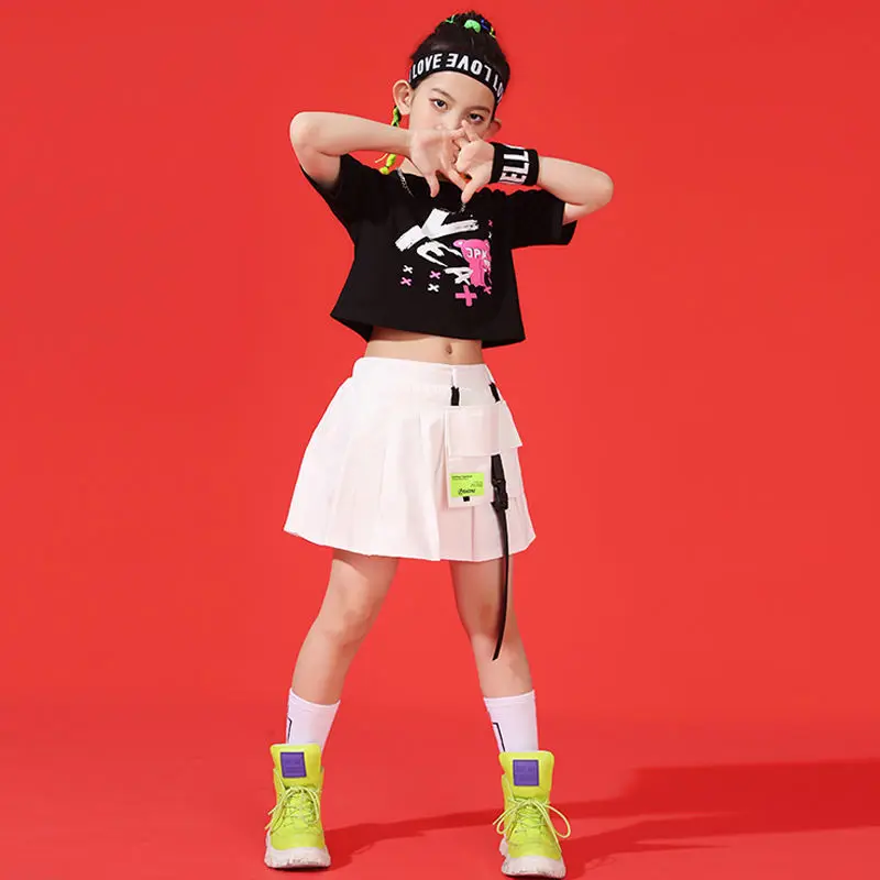 

2023 одежда в стиле хип-хоп, разноцветный свитшот, повседневная юбка для девушек, одежда для сцены в стиле джаз, яркая одежда