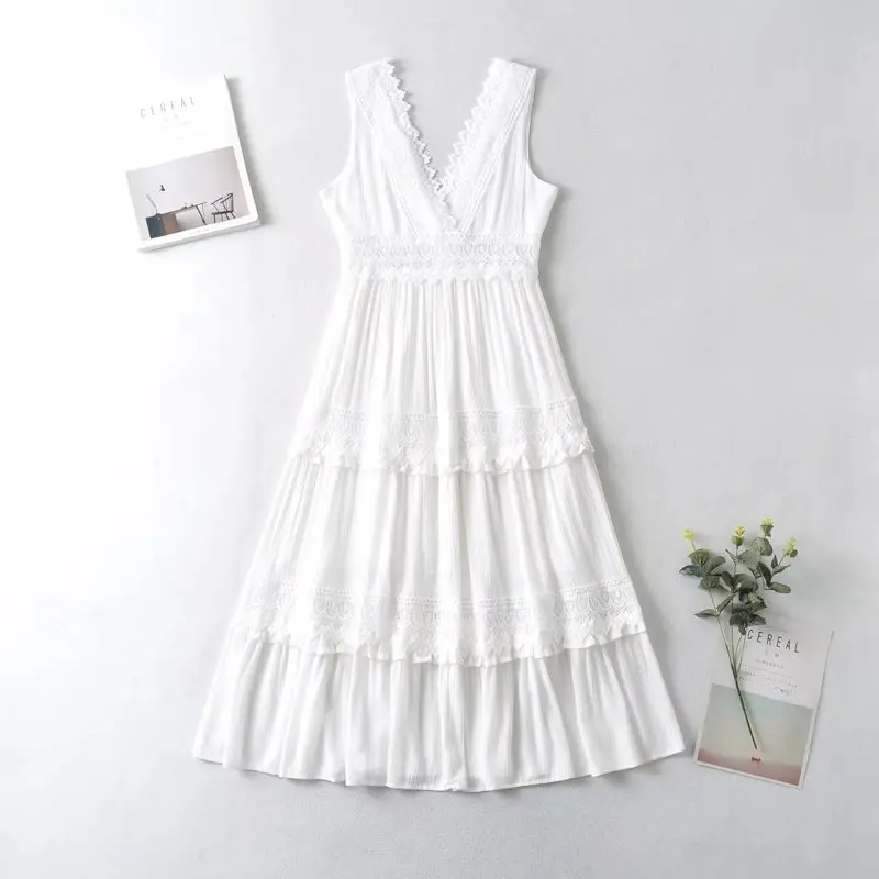 Женское винтажное платье-макси Happie Queen однотонное пляжное платье без рукавов с