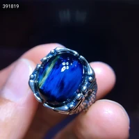 natural blue pietersite oval adjustable chatoyant ring 15 712 4mm cat eye fire pietersite namibia 925 silver women men aaaaaa