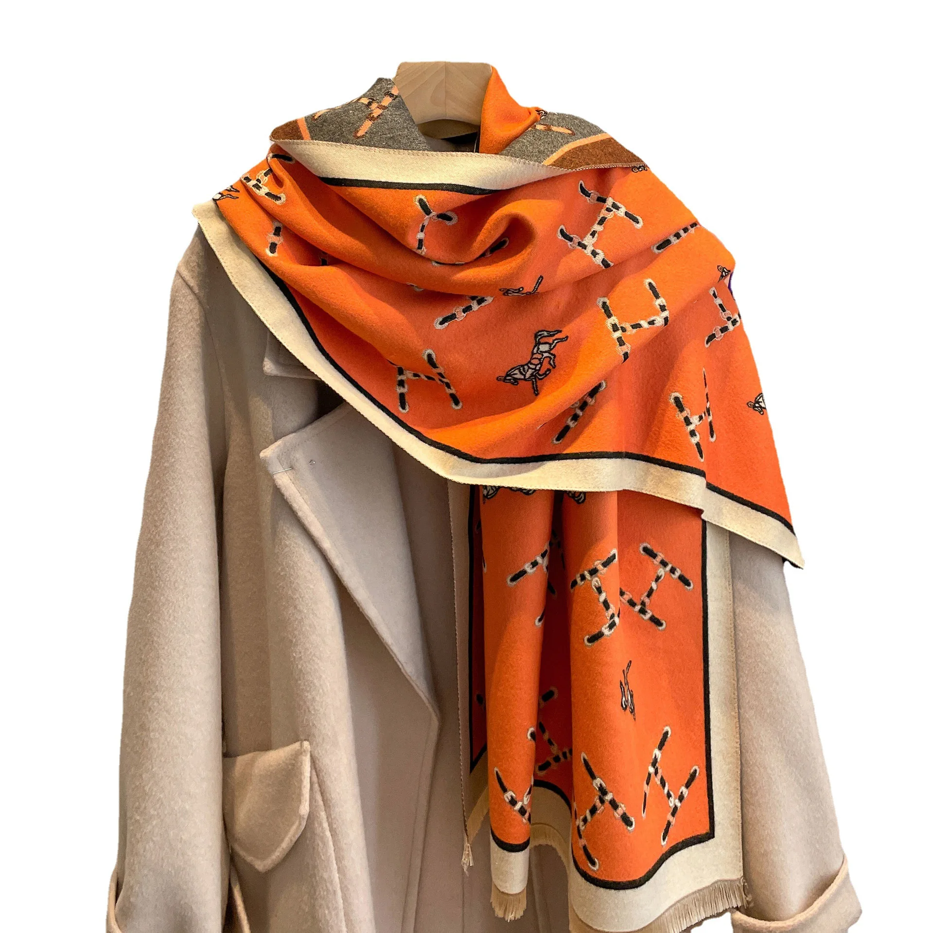 

Женский кашемировый шарф Bufanda, теплое одеяло, Европейская марка, накидка, хиджаб для дам, Осенние палантины, двусторонние зимние шарфы, шали