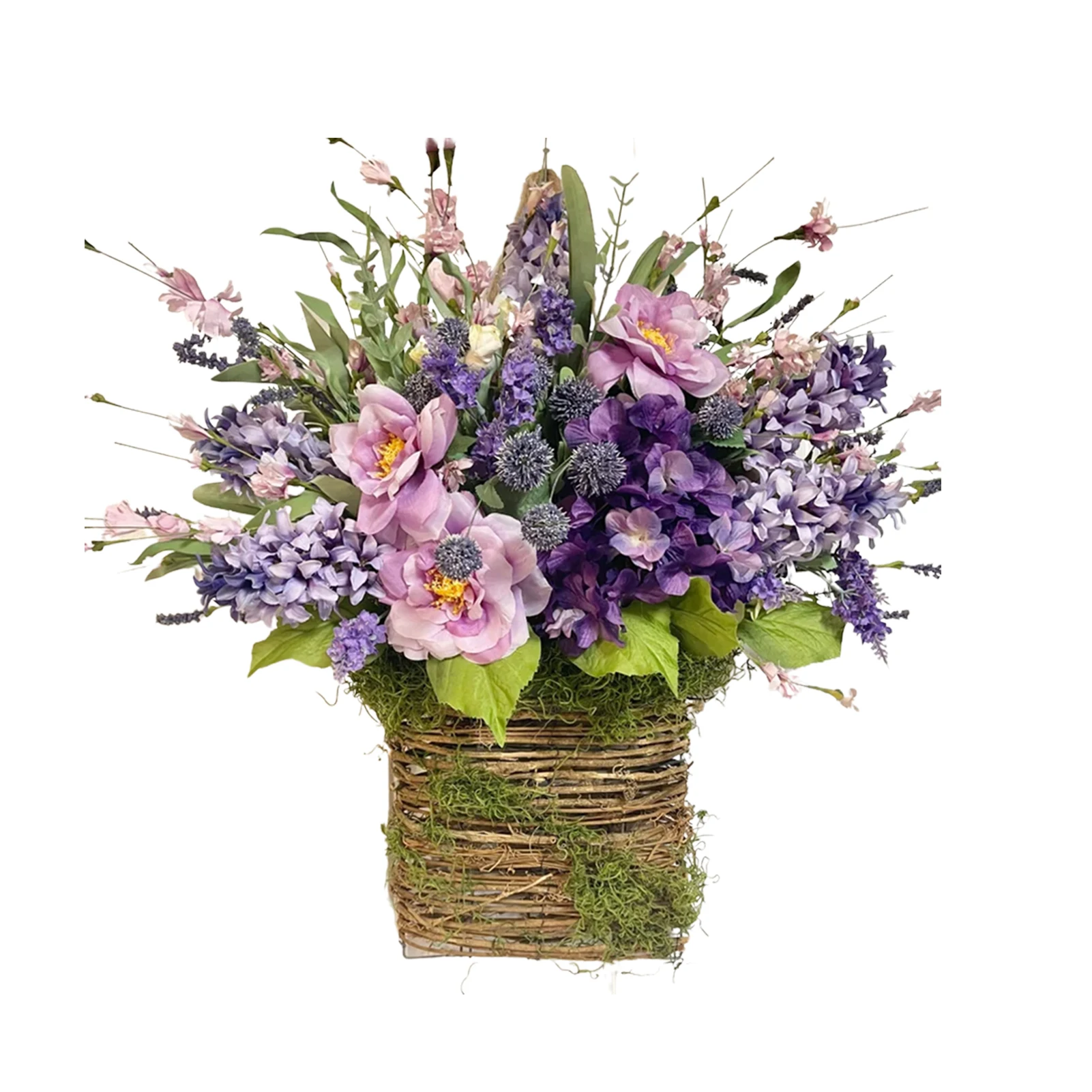 

Lavender Basket Spring Wreaths Artificial Flower Basket For All Seasons Spring Summer Purple Artificial Flower Wreaths For