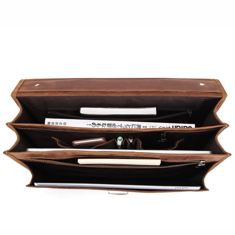 New First Layer Cowhide Men's Business Briefcase Genuine Leather Can Hold 14 Inch Laptop Messenger Luxury Single Shoulder Bag