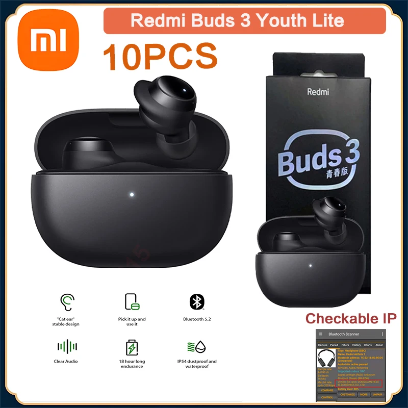 

Оригинальные наушники XIAOMI Redmi Buds 3 Youth Lite Bluetooth-совместимые наушники 5,2 TWS Беспроводные наушники с шумоподавлением