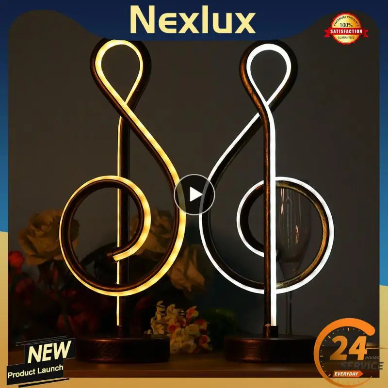

Led Desk Lights Three Colors Decorative Lamps Eye Protection Reading Lamp Room Atmosphere Light Home Decor Music Note Desk Lamps