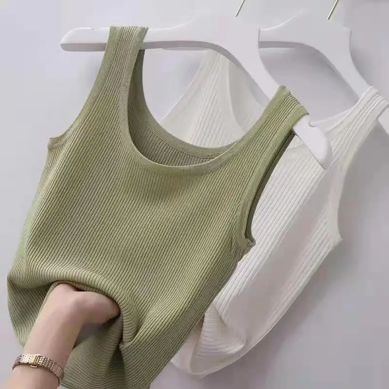 

Strap Threaded Tank Top Women's Large Slim Fit Outwardly Wear Underlay Shirt Sleeveless Thin Arder Universal For All Seasons