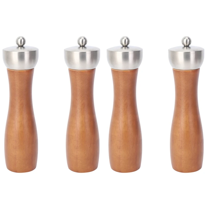 

Salt And Pepper Grinder Set, Premium Beech Wood Salt Grinder Pepper Mill Shakers Gift Set For Home Chef 4 Pcs