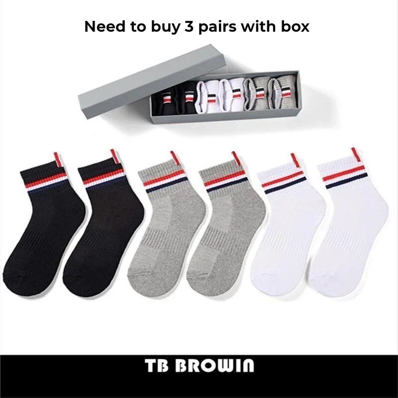 

TB BROWIN THOM Men's Socks Korean Fashion RWB Stripes No Show Women's Cotton Street Fashionable Harajuku Stockings