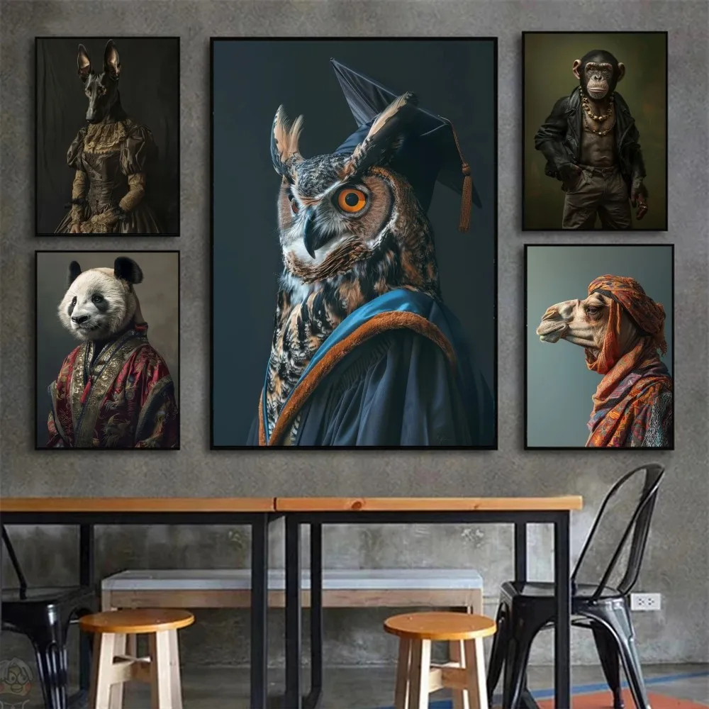 Забавные Животные стильный шимпанзе Сова крокодил в костюме C плакаты Наклейки