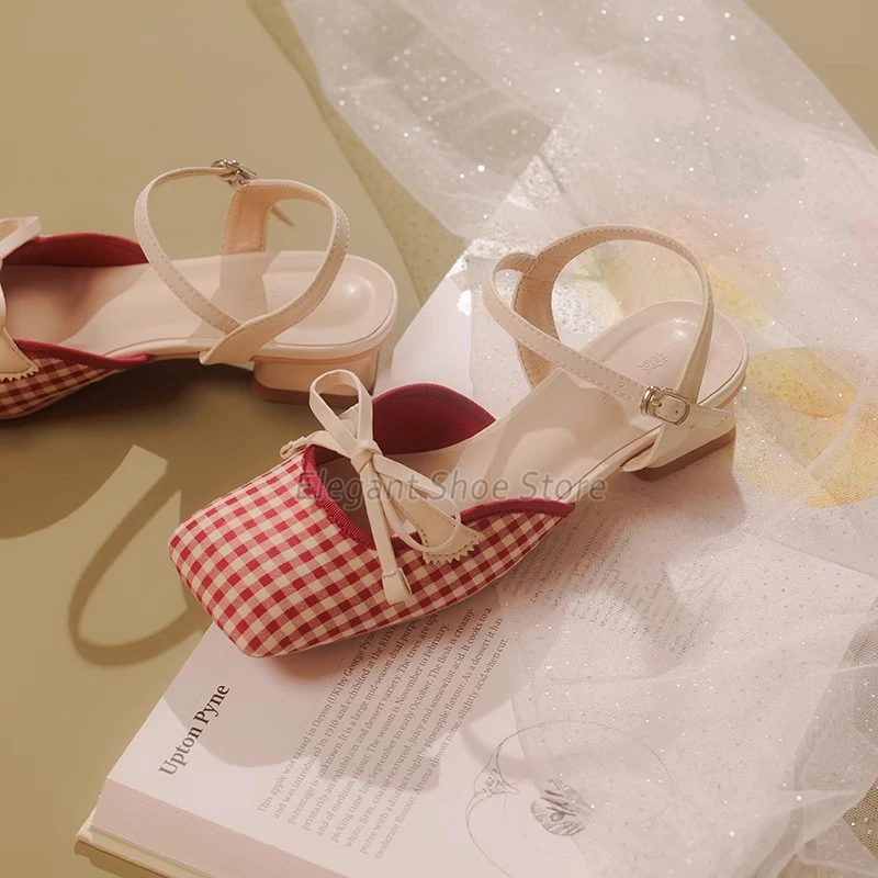 Туфли Мэри Джейн с бантом и квадратным носком винтажные сандалии на толстом