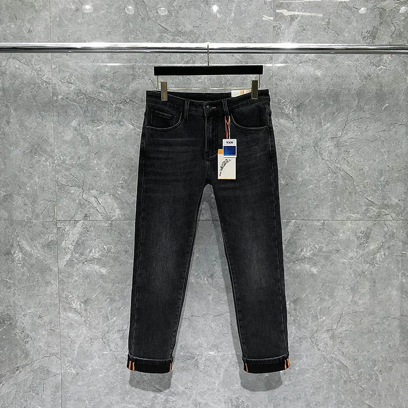 

Мужские джинсы на флисовой подкладке, высококачественные прямые брюки H Brand со средней талией на осень и зиму, модные повседневные Стрейчевы...