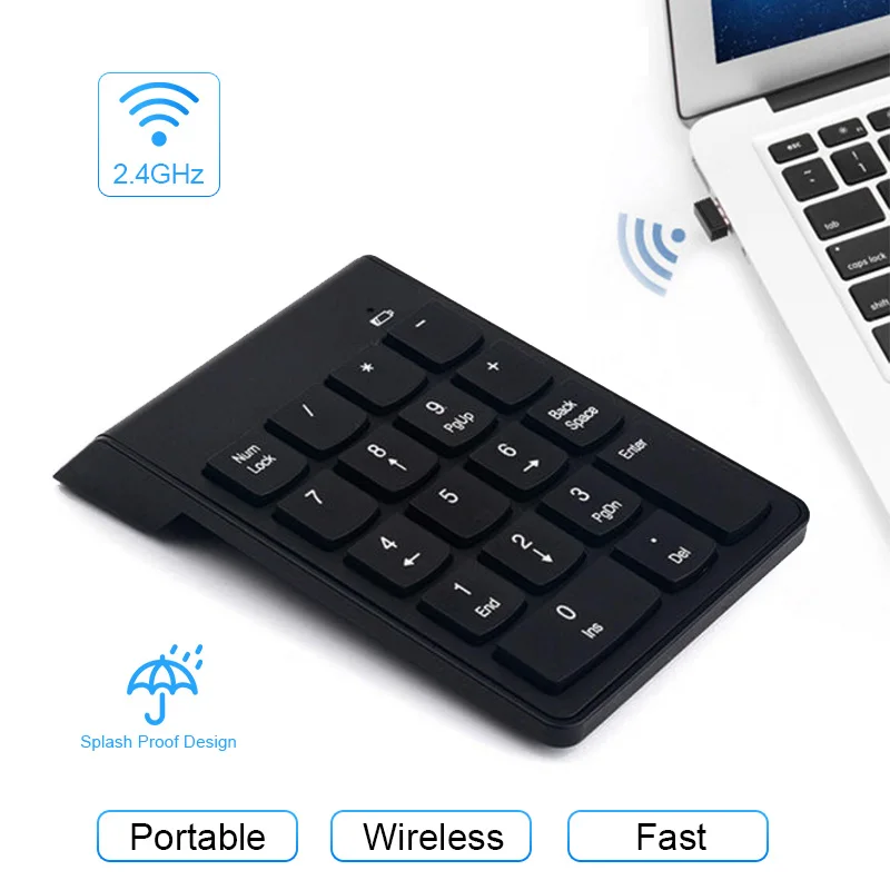 

Wireless Mini 2.4GHz Wireless Numeric Keypad Numpad 18 Keys Digital Keyboard for Accounting Teller Laptop PC Notebook Desktop