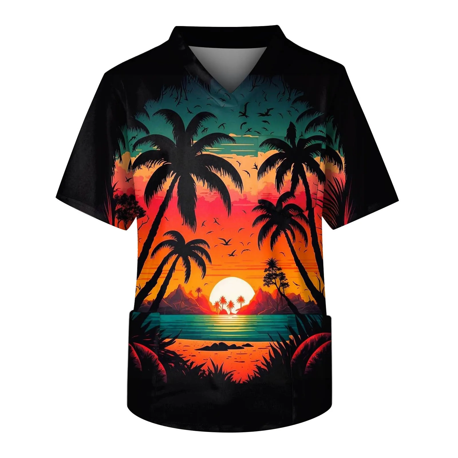 Мужской Камуфляжный Топ С Коротким Рукавом И V-образным Вырезом Медицинская