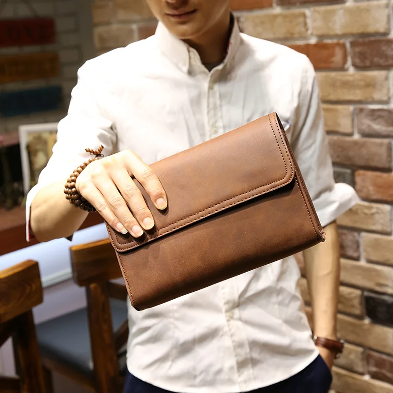 Luxury Men Business Card holder Case Male soft Leather Vintage Money Handbag High Quality Men Messenger Clutch Bag