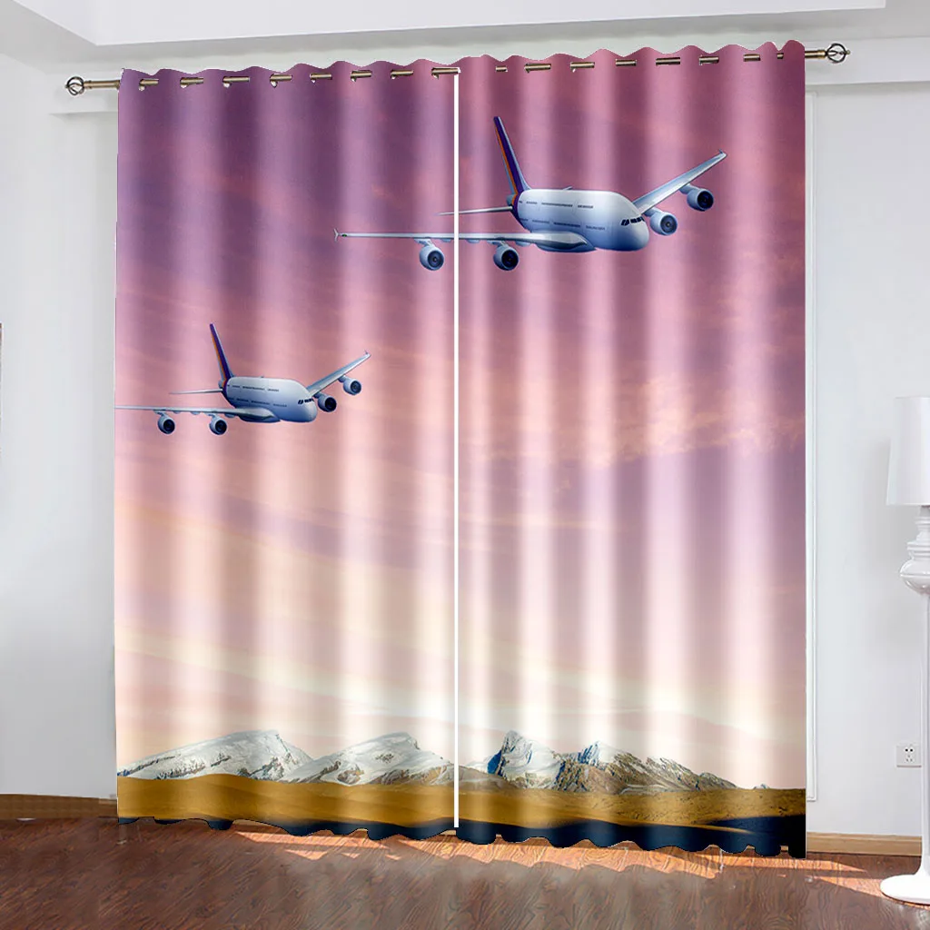 

Blackout Curtains Bedroom Airplane Window Curtains Living Room Thermal Insulated Room Darkening Drapes(2 Panels) Cotinas De Sala
