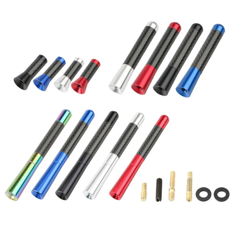 

Car Signal Carbon Fiber Antenna Car Radio Accessories Metal Aluminum Short and Long Antenna Modification Supplies Decoration