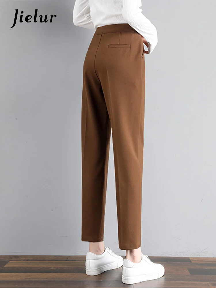 Jielur Летние тонкие стильные стройнящие женские Костюмные брюки с высокой талией