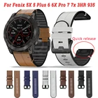 Ремешок для смарт-часов Garmin Fenix 6 6X Pro 5X 5 Plus 3HR Fenix 7 7X, кожаный силиконовый браслет для быстрой установки, 22 26 мм