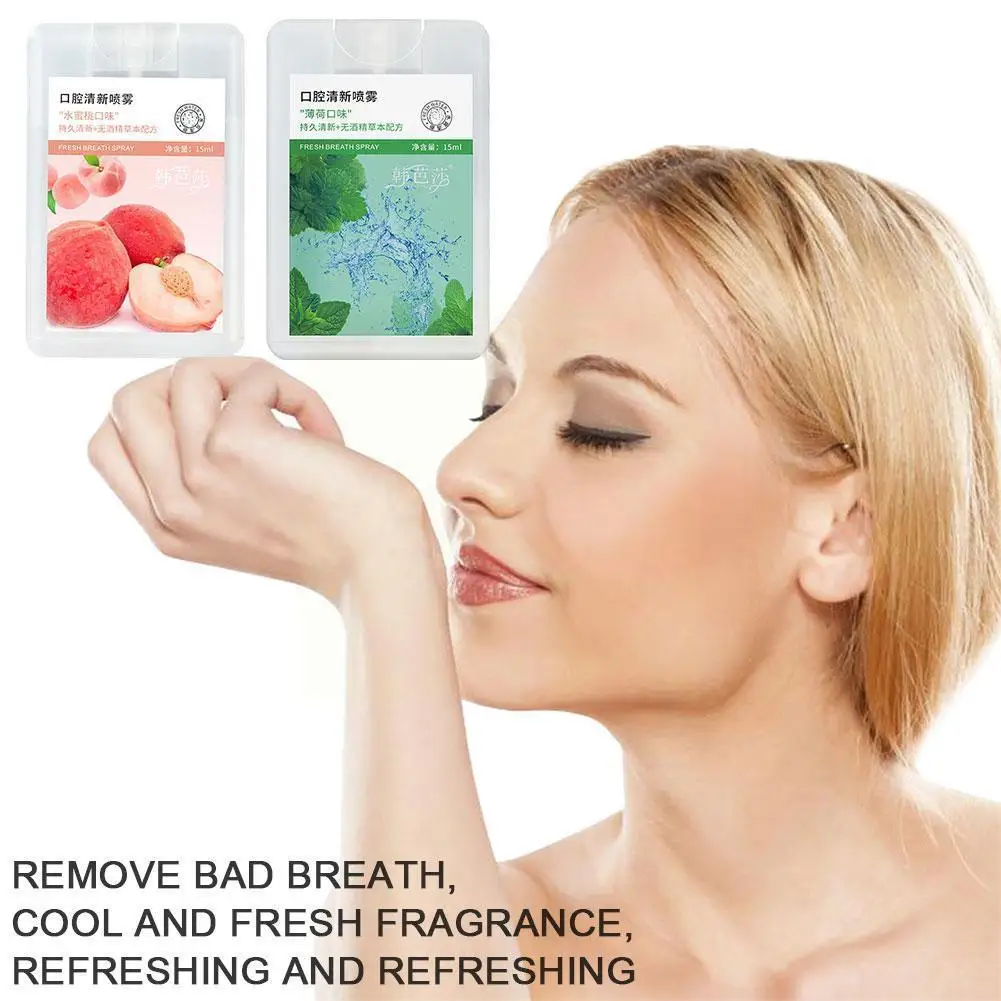 

30pcs 20ml Breath Freshener Spray Peach Lemon Liquid Care Treatment Refresher Odor Halitosis Treatment Spray L7h1