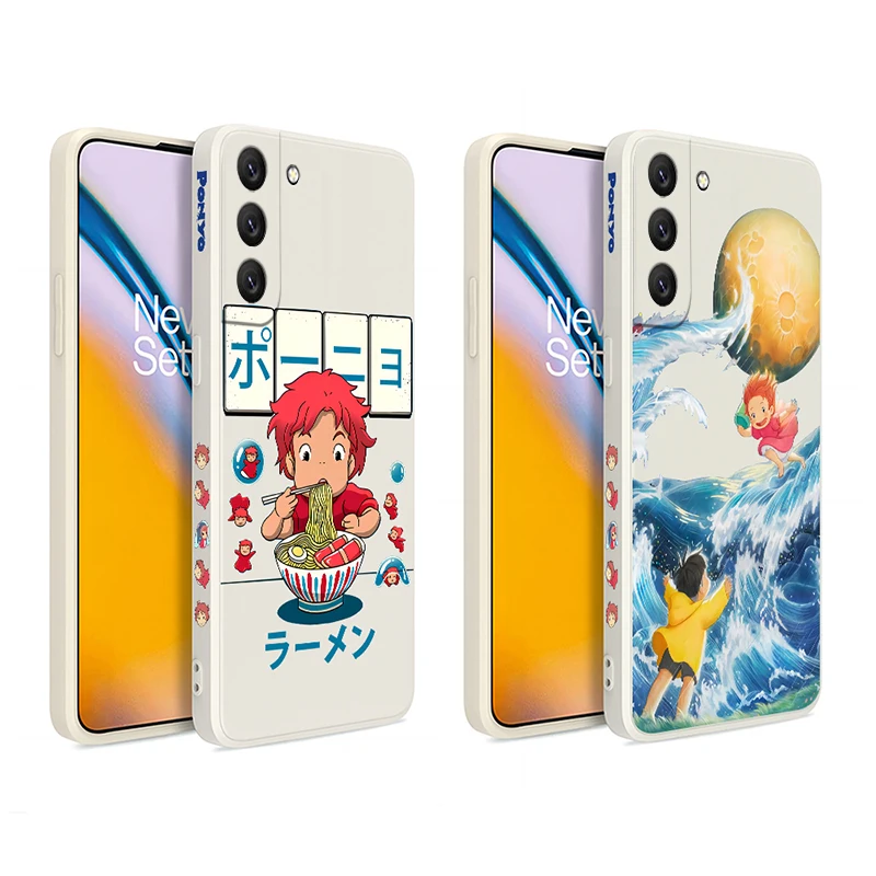 Мультяшный чехол для телефона девушки понё с милым рисунком для Samsung Galaxy S23 S22 S21 S20 Ultra Plus FE S10 S9 Note 20 10 Plus, силиконовый чехол