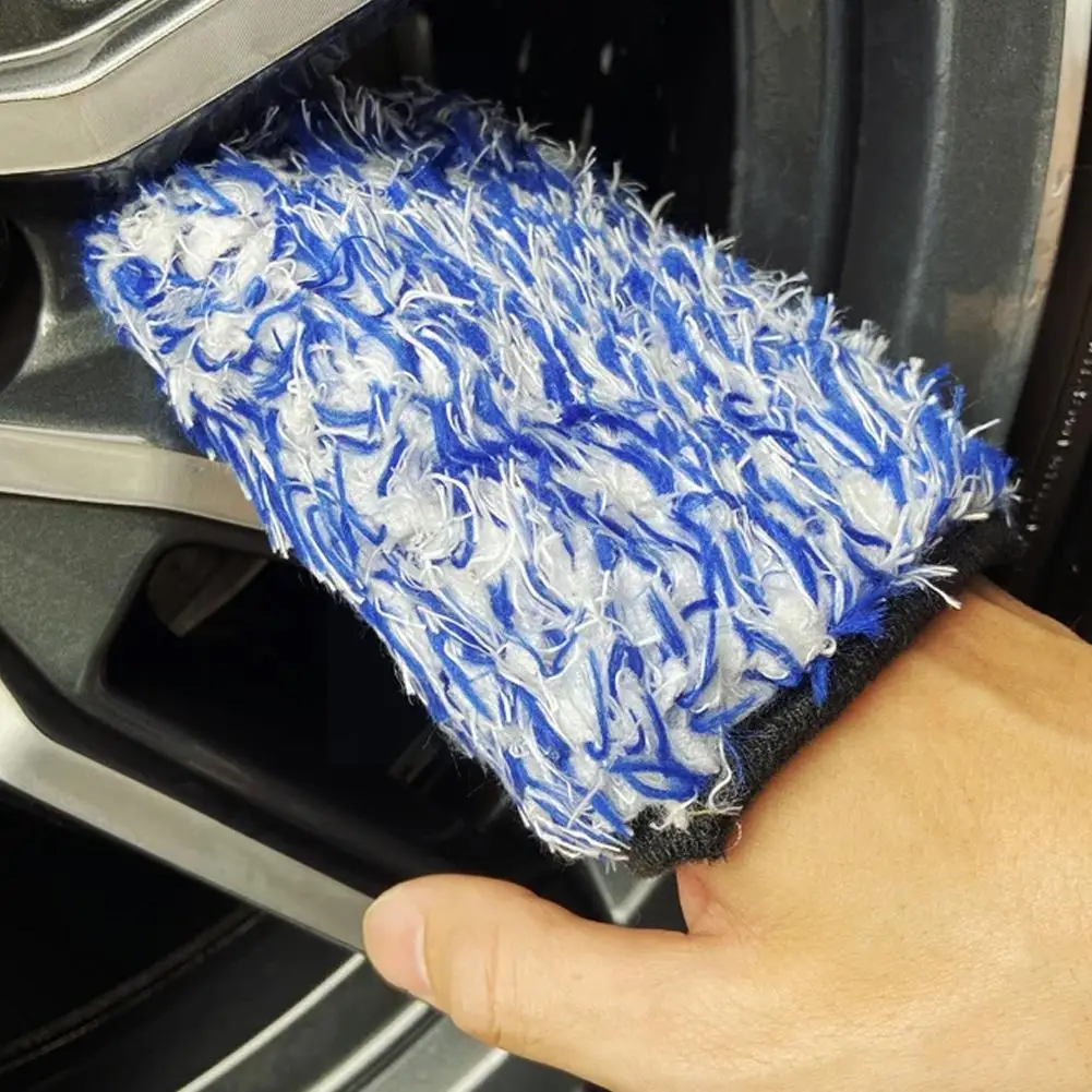 Car Wash Glove Microfiber Coral Velvet Double-side Wash Cleaning Pocket Mitt Wheel Finger 2 Hub Color Car N3k0 images - 6