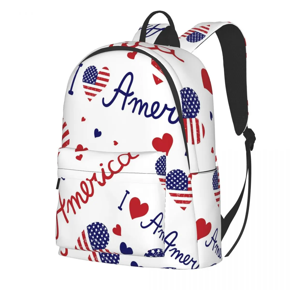 

American Flag Backpack I Love USA Stars Stripes Outdoor Style Backpacks Unisex Colorful Lightweight School Bags Pretty Rucksack